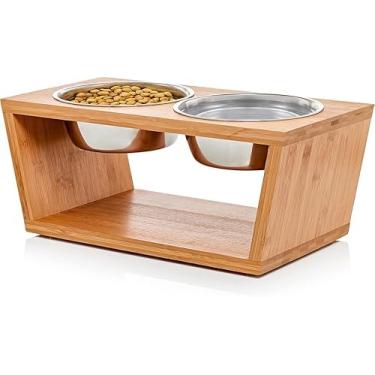 Imagem de Pawfect Pets Tigela elevada para cães - Tigela elevada para cães de 18 cm para cães médios. Alimentador de animais de estimação com quatro tigelas de aço inoxidável.