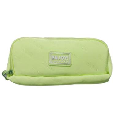 Imagem de Estojo Escolar 3 Compartimentos Bolso Interno Morefun Enjoy, Limão