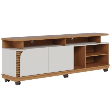 Imagem de Rack Tvs 75" e 1 Prateleira Siracusa Freijó Off White Matte