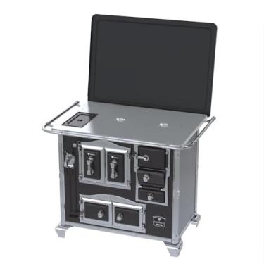 Imagem de Fogão a Lenha N 2 Gab Sec Xv Chapa de Aluminio Preto Saida Esquerda