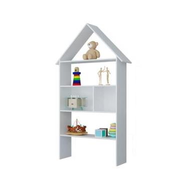 Imagem de Estante Infantil Organizadora Casinha com 04 Prateleiras Branco L06 - 
