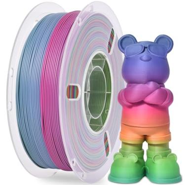 Imagem de RAMBERY Filamento de impressora 3D arco-íris fosco 1,75 mm Filamento PLA fosco para iniciantes em impressão 3D, 1 kg (2,2 lb), coral vermelho arco-íris fosco