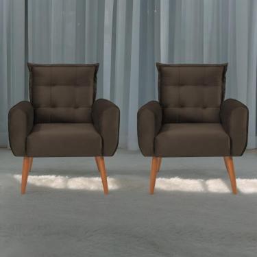 Imagem de Jogo De Poltronas Decorativas Emma Veludo Marrom
