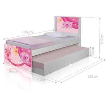 Imagem de Bicama Juvenil Adesivada Carruagem Castelo Com Colchões