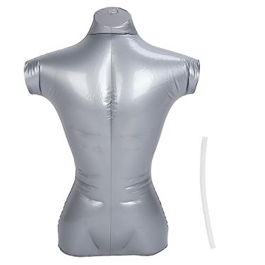 Imagem de Estink Torso de Manequim Inflável Masculino, Exibir Parte Superior do Corpo Fictícia para Roupas de Jóias Com Anel Suspenso PVC Durável Dobrável