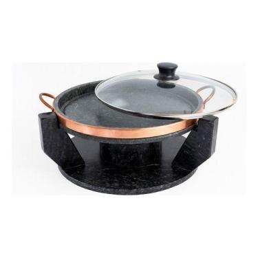 Imagem de Churrasqueira Pedra Sabão Média 26 cm com Tampa De Vidro - So Jos