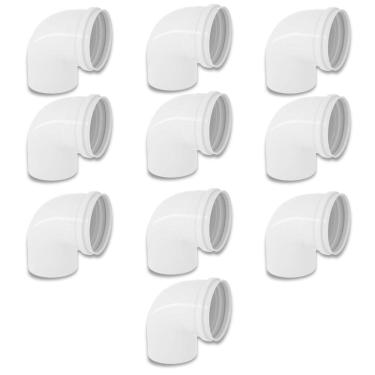 Imagem de Kit 10 Cotovelos Joelho Esgoto Pvc 90 Graus Branco 50Mm