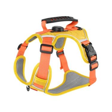 Imagem de Peitoral para cães, gatos, sem puxão, para cães com suporte adequado para AirTag para cães e gatos pequenos e médios (amarelo, PP (peito: 32-39,9 cm, pescoço: (28-35,5 cm))