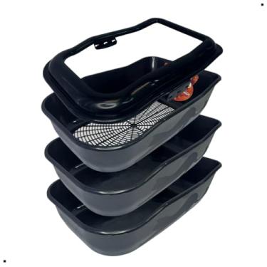 Imagem de Caixa Areia Bandeja Banheiro Gato Grande Peneira Alta Funda Sanitário Inteligente (Full Black)