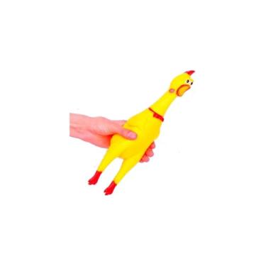 Imagem de Mordedor Galinha em Vinil para Pets, Brinquedo Interativo com Som, 16cm x 3,5cm, Ideal para Cães Pequenos