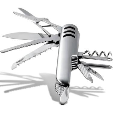 Imagem de Canivete Suiço Multifuncional Inox 10 em 1 Portátil Dobrável Ferramenta Camping Pesca Viagem Sobrevivência Corte Abridor Tesoura Chave Phillips Saca Rolhas Serra Compacto (1)