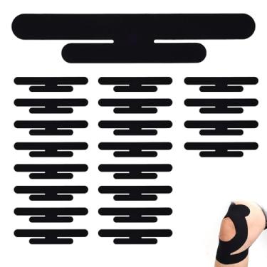 Imagem de 20 Unidades de Fita Kinesiológica Pré-Cortada para Joelhos, Fita Esportiva à Prova D'água e Respirável Ultra Aderente Sem Látex Atlética para Suporte e Estabilidade dos Joelhos (Preta, Modelo 2)