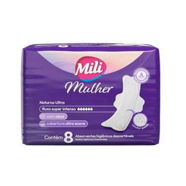Imagem de Absorvente Mili Mulher Noturno Ultra C/Abas C/8 unidades