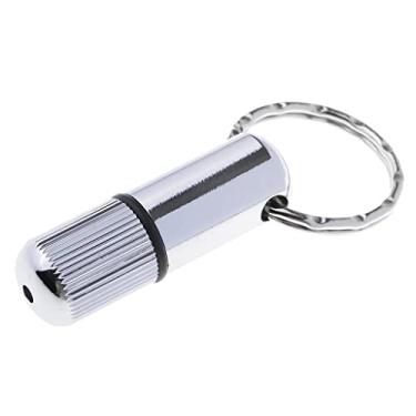 Imagem de barenx Chaveiro de punção de charuto ?Aço inoxidável prata - Ferramenta de perfuração de charuto lâminas duplas - Porta-chaves para homens