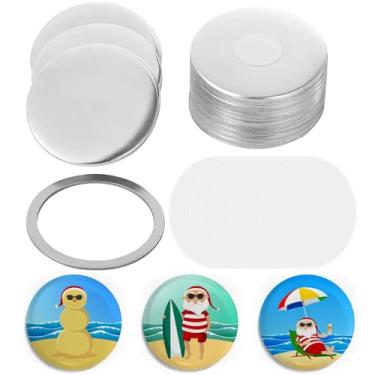 Imagem de Kit de fabricação de botões, 30 peças de botão de metal para bricolage, 2,28 redondas com películas plásticas transparentes, inclui ímãs e acessórios