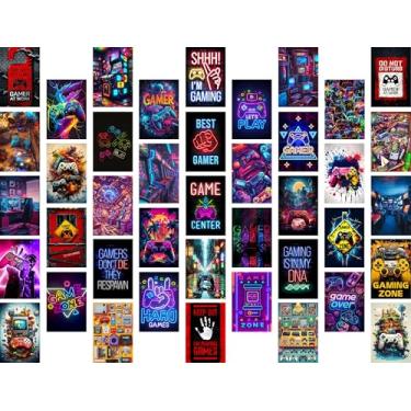 Imagem de Libemz, Kit de colagem de 50 peças, pôsteres - decoração de quarto de jogador, decoração de quarto de meninos, arte de parede de placa neon de jogos para quarto de meninas, meninos, adolescentes