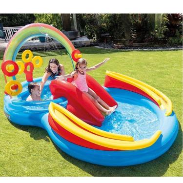 Imagem de Piscina Playground Arco Íris 227 Litros Intex Tobogã