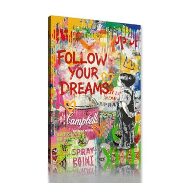 Imagem de Yeesjoee Banksy Canvas Wall Art Abstrata Pop Art Decoração de Parede Pôster Graffiti Moderno Arte de Rua Decoração de Casa para Sala de Estar Quarto, 30 x 40 cm