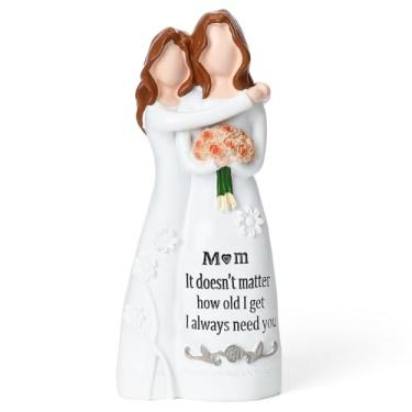 Imagem de Ocosy Estatueta de mãe e filha da filha, lembrança sentimental, presentes de aniversário para mãe, escultura decorativa, branca