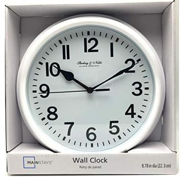 Imagem de Relógio de parede analógico Mainstay Sterling and Noble de 22 cm – Branco