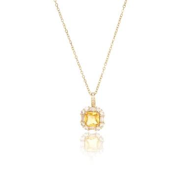 Imagem de Colar com pingente de pedra do mês de nascimento de cristal, corrente banhada a ouro, colar de zircônia cúbica, colar barroco delicado, presente de aniversário feminino, dia dos namorados, dia das