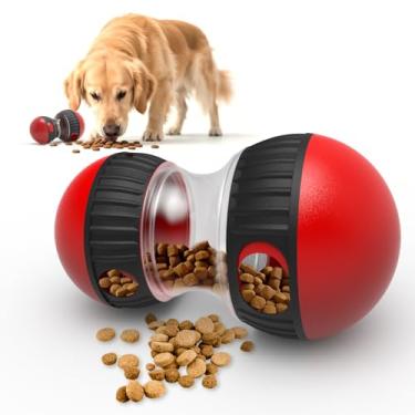 Imagem de PETVENTURE Dispensador de guloseimas para cães, brinquedos interativos para cães, quebra-cabeças, alimentador, alimentação lenta, bola distribuidora de comida, funil giratório ajustável, brinquedo