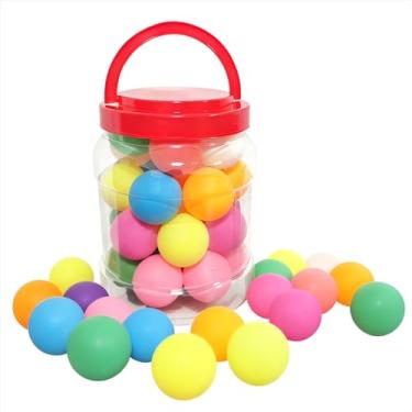 Imagem de Distlety Bolas de pingue-pongue a granel: 3 estrelas 40 mm plástico ABS colorido - pacote com 14 em um balde para crianças/prática de entusiastas de tênis de mesa - proteção ocular e exercício físico