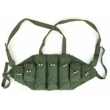 Imagem de Bolsa de lona militar tipo 56 para revista de peito Bandolier de munição bolsa de revista verde bolsa de munição