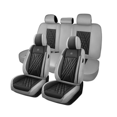 Imagem de SARISKA Capas de assento de carro adequadas para Subaru Crosstrek 2013-2024 flancos totalmente embrulhados e compatibilidade com airbag lateral de couro napa premium (conjunto completo, cinza preto)