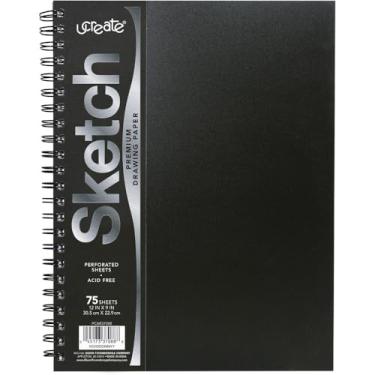 Imagem de UCreate Caderno de esboços Poly Cover, pesado, 22,8 cm x 30,4 cm, preto, 75 folhas