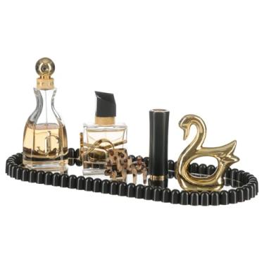 Imagem de Bandeja Decorativa Espelhada Perfumes Maquiagem Banheiro Pia (Preto)