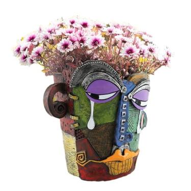 Imagem de Vaso para plantador de rosto, plantador de rosto,Vasos de flores Vaso de planta de cabeça abstrata colorido - Vaso de plantador de rosto exclusivo, vaso de flores com cabeça de resina criativa para va