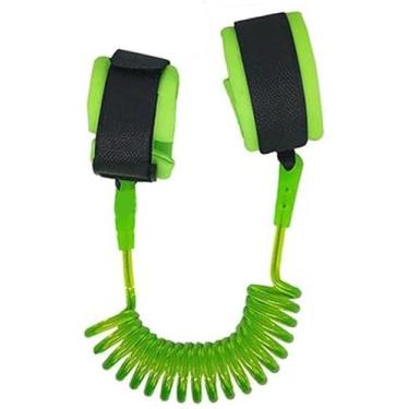 Imagem de Pulseira de Segurança Infantil com Fio de Aço Inoxidável, Verde, 2 Metros, Expansível, para Crianças de 1 a 10 Anos, Guia Anti-Perda