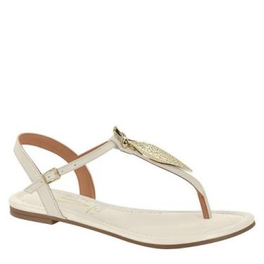 Imagem de Sandália Rasteira Pedrarias Casual Feminina Vizzano 6371374, Branco  o