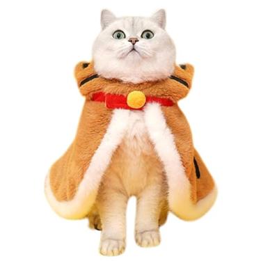 Imagem de Shakven Fantasia de capa de gato, roupa de tigre de gato | Roupas para clima frio,Roupas para clima frio de gato, casaco com capuz quente, roupas de inverno para animais de estimação, fantasia de
