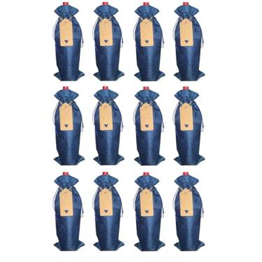 Imagem de Tiwerlfe Pacote com 12 sacos de presente de azeite de oliva de serapilheira premium com etiquetas de presente – Capas reutilizáveis de juta com cordão, ideais para Natal, casamentos, festas