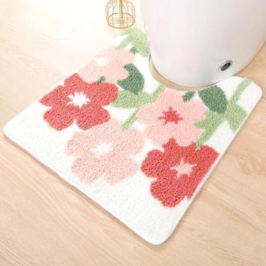 Imagem de Molesun Tapete de banho floral tapete de banheiro, tapete de chuveiro de microfibra de pelúcia antiderrapante absorvente de água, tapetes de animais engraçados para quarto de crianças, quarto, cozinha