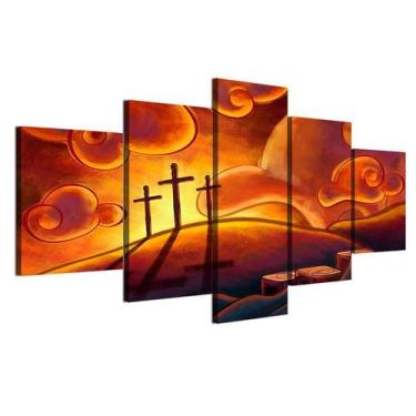 Imagem de Quadros Decorativos Mosaico Cruz Deserto Por Do Sol - global quadros m