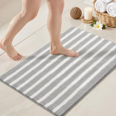 Imagem de GRANNY SAYS Tapete de banho listrado, 61 x 91 cm, cinza