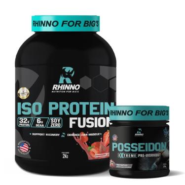 Imagem de Kit Iso Protein Fusion Concentrado 2Kg + Pré Treino Posseidon 250g Nutrition For Bigs-Unissex