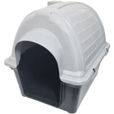 Imagem de Casa Casinha Cães Cachorro Gato Porte Pequeno Protege Plástico Frio Conforto Furacão Pet Iglu N2(IGLU CINZA)