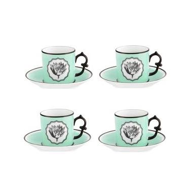 Imagem de Xícara de Café com Pires Herbariae Verde 4 Peças Vista Alegre Atlantis