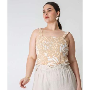 Imagem de Blusa Plus Size Feminina Estampada Marisa Bege-70012, Bege, G4