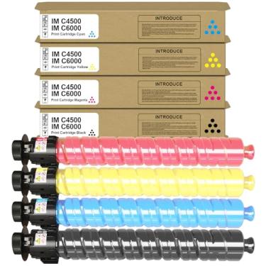 Imagem de SAIDING Cartucho de toner de alto rendimento IMC4500 IMC6000 842279 842280 842281 842282 Substituição para impressora Ricoh IM C4500 IM C5500 IM C6000 (pacote com 4)