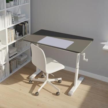 Imagem de Mesa Elevatória Manual com Altura Ajustável de 63 a 90cm - Escrivaninha de Tampo para Estudo com mouse pad, Trabalho, Escritório e Lazer,80 * 60cm cinza