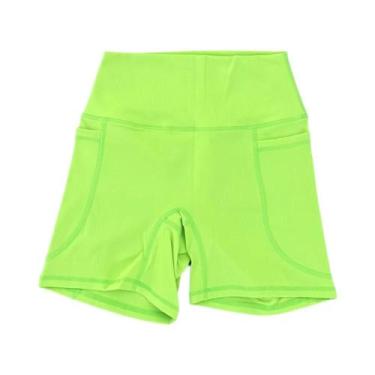 Imagem de Shorts Esportivos Femininos De Cintura Alta Com Bolsos, Leggings Para 