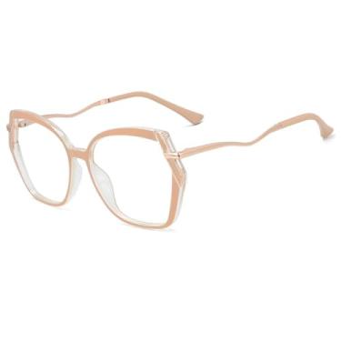 Imagem de Armação de óculos vintage para mulheres, óculos grandes com dobradiça de mola, transparentes e da moda (5)
