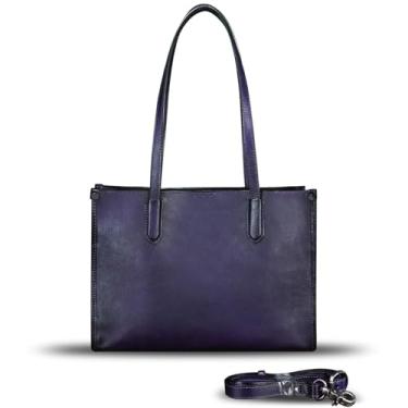 Imagem de Bolsa tiracolo feminina de couro legítimo, bolsa Hobo, vintage, bolsa de mão, Roxa, Medium