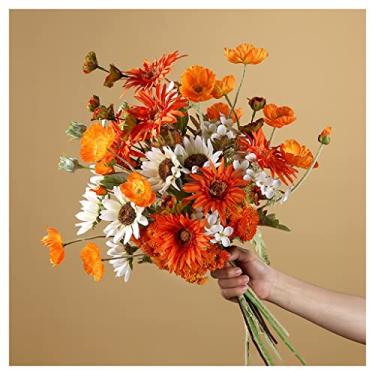 Imagem de LMJYU Flores falsas flores artificiais flores artificiais para decoração, flores de seda artificiais, buquês de flores falsas, arranjos para festa de casamento, decoração de casa, decoração de festa