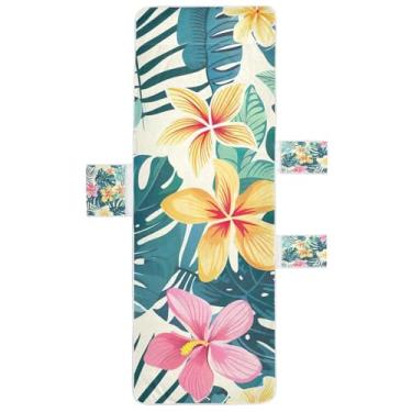 Imagem de STAYTOP Capa de toalha de cadeira havaiana de flor de ovo, capa de espreguiçadeira macia, capas de cadeira de praia com bolsos para jardim ao ar livre, pátio, pátio, banhos de sol, gramado, 215 x 76